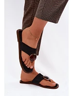 Dámské ploché žabky Černé Eko semiš Selvessa