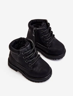 Dziecięce Ocieplane Czarne Trapery Botki Dexter