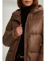 Bunda Monnari Dlhý prešívaný kabát s kapucňou hnedý