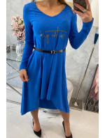 Šaty s ozdobným opaskom a nápisom fialovo-modrá