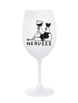 NERUŠŠŠ - bílá sklenice na víno 350 ml