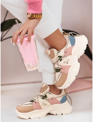 Dámske tenisky na hrubšej podrážke NEWMOVE beige FashionStreet ZY0590 Dámske tenisky na hrubšej podrážke NEWMOVE beige FashionStreet ZY0590