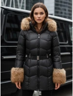 Dámska zimná prešívaná bunda s kapucňou čierna FashionStreet TY5320