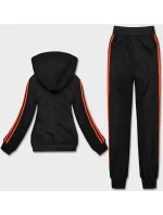 Čierno-oranžový dámsky teplákový komplet s lampasmi (KK0057) Čierno-oranžový dámsky teplákový komplet s lampasmi (KK0057)