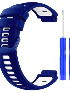 Silikónový remienok pre Garmin G02 - tmavomodrý a biely