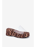 Klapki Damskie Z Transparentnym Paskiem Na Koturnie Panterka Meltiana