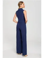 M702 Overal bez rukávov s golierom - tmavo modrá
