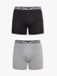 Pánske boxerky 2 pack 111912 2F720 08649 sivá/čierna - Emporio Armani