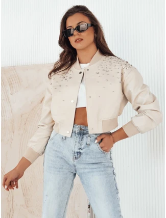 Dámska kožená bunda PRIDA béžová FashionStreet TY4265