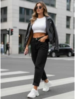 Dámske džínsy s vysokým pásom mom fit black FashionStreet UY2903