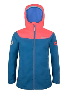 Dievčenská bunda do dažďa Trollkids Bergen midnight blue/coral (611-138)