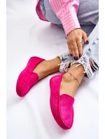 Zamszowe Mokasyny Damskie Fuksja Morreno