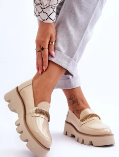 Modne Mokasyny Na Platformie Z Ozdobą Laura Messi 2600 Beżowe