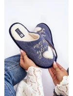 Damskie Klasyczne Kapcie Wsuwane Ocieplane Niebieskie Mabira