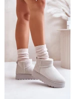 Śniegowce Damskie Na Platformie Ocieplane Futerkiem Jasnoszare Xamella