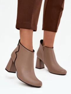 Skórzane Botki Ocieplane Na Słupku Beżowe Ivessara