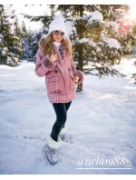 Bavlnená parka s kožušinou bordová (xw805x) Bavlnená parka s kožušinou bordová (xw805x)