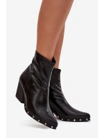 Botki Kowbojki Damskie Z Eko Skóry Na Słupku Czarne Abrielle
