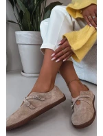 Barefoot Dámske kožené semišové poltopánky s remienkami Zazoo N1271 Beige Barefoot Dámske kožené semišové poltopánky s remienkami Zazoo N1271 Beige