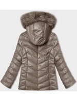 Krátka zimná bunda s kapucňou cappuccino (5M3138-84)