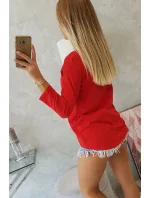 3D grafická blúzka so zirkónmi červená