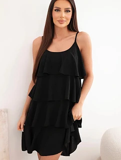 Dámske mini šaty s volánmi čierne