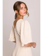 S400 Šaty s puzdrovými rukávmi - krémové S400 Šaty s puzdrovými rukávmi - krémové