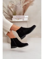 Dámske ploché členkové topánky na podpätku Akrylová čierna S.Barski