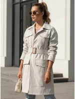 VERMONT dámsky prechodný kabát s viazaním svetlosivý FashionStreet NY0581 VERMONT dámsky prechodný kabát s viazaním svetlosivý FashionStreet NY0581
