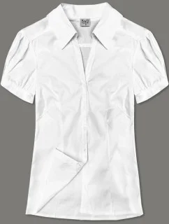 Biela dámska košeľa s krátkymi rukávmi (0666#)