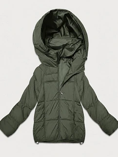 Prešívaná dámska prechodná bunda v khaki farbe (B6118/B6119-11)
