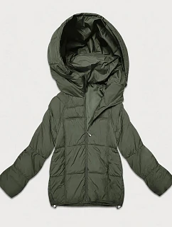 Prešívaná dámska prechodná bunda v khaki farbe (B6118/B6119-11)