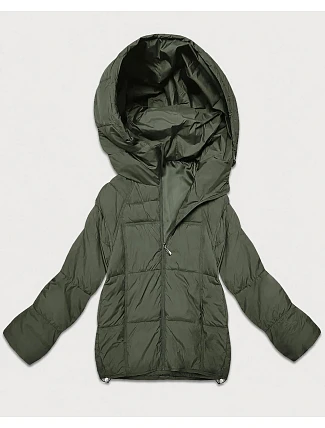Prešívaná dámska prechodná bunda v khaki farbe (B6118/B6119-11) Prešívaná dámska prechodná bunda v khaki farbe (B6118/B6119-11)