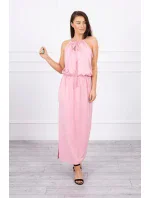 Boho šaty so záhybmi púdrovo ružové Boho šaty so záhybmi púdrovo ružové