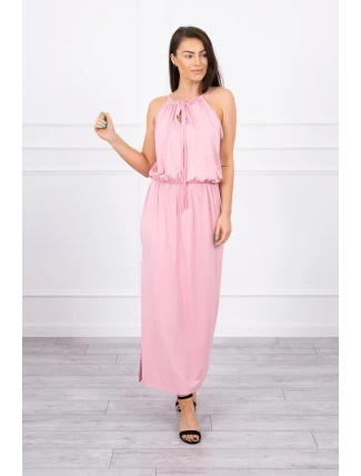 Boho šaty so záhybmi púdrovo ružové Boho šaty so záhybmi púdrovo ružové