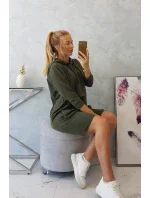 Kaki šaty s kapucňou