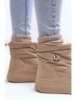 Wsuwane Śniegowce Damskie Na Platformie Beżowe Gattea