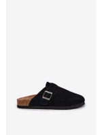 Zamszowe Klapki Chodaki Damskie Z Klamrą Big Star RR274A384 Czarne