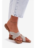 Dámské ploché stříbrné s kamínky Zinnia