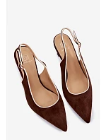 Dámské sandály na podpatku s lemovkou Čokoládové Relmira