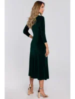 M557 Zamatové midi šaty s naberanými rukávmi - zelené M557 Zamatové midi šaty s naberanými rukávmi - zelené