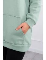 Mikina s kapucňou a nášivkami tmavo mätová