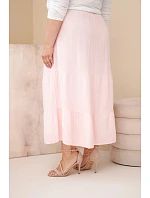 Dámske Plus veľkosť bavlnené mušelínové sukne s volánom a elastickým pásom Candy Pink