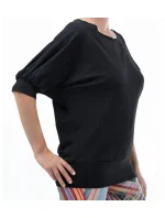 Dámske čierne tričko s 3/4 netopierím rukávom A6101 - Litex