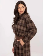 Dámska kockovaná flanelová košeľa hnedá (21638)