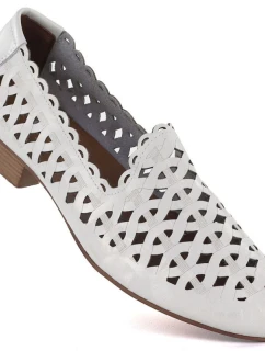 Dámske kožené poltopánky Jezzi OL50-1, biele