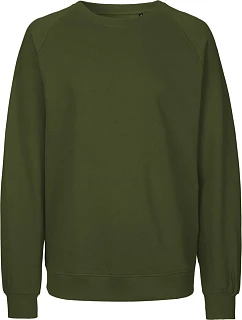 Neutral O 63001 Unisexová mikina s raglánovými rukávmi z bio bavlny 77.6301 military