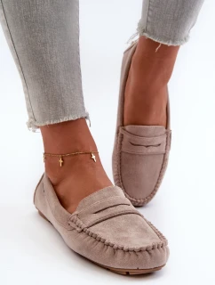 Mokasyny Damskie Z Eko Zamszu Jasnobeżowe Rerceria