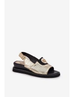 Sandały Damskie Na Koturnie Złote Isnnoria