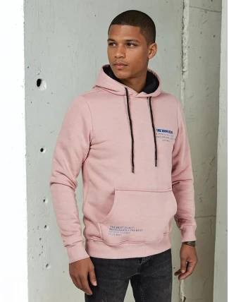FashionStreet pánska ružová mikina s kapucňou BX5692 FashionStreet pánska ružová mikina s kapucňou BX5692